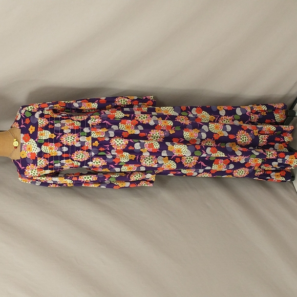 True Vintage Flower Power 70's Maxi Dress Girls Teen Mod Print See Measurements - Picture 2 of 10